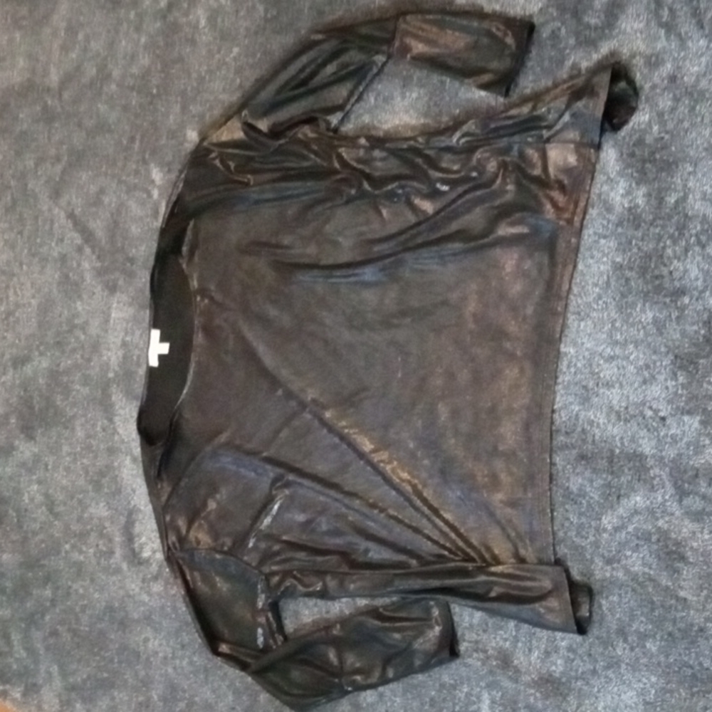 Silence + noise sheer metallic black top